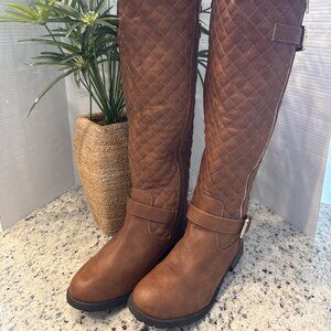 Lorreenn-Hi Size 11 Women’s Brown Quilted, Zipper, Double Buckles Accent